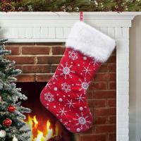 China Red White Snow Pattern 21 Inches Christmas Stocking Double Layers Gift Holders Xmas Holiday Party Mantel Decoration factory