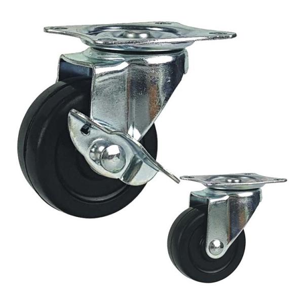 Quality 40kg Loading 2.5inch Rubber Light Duty Casters With Side Brake for sale