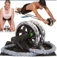 China double wheel ab exerciser double wheel ab roller pull rope double wheel ab roller exercises factory