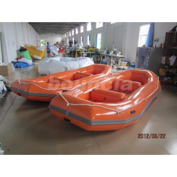 Quality Orange PVC Tarpaulin Fabric Rafting Boat  With Reinforced Strips For White Water for sale