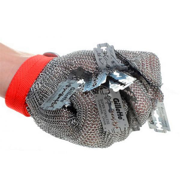 Quality 6''  Stainless Steel Anti Cutting Gloves Woven with Chainmail Ring Mesh for sale
