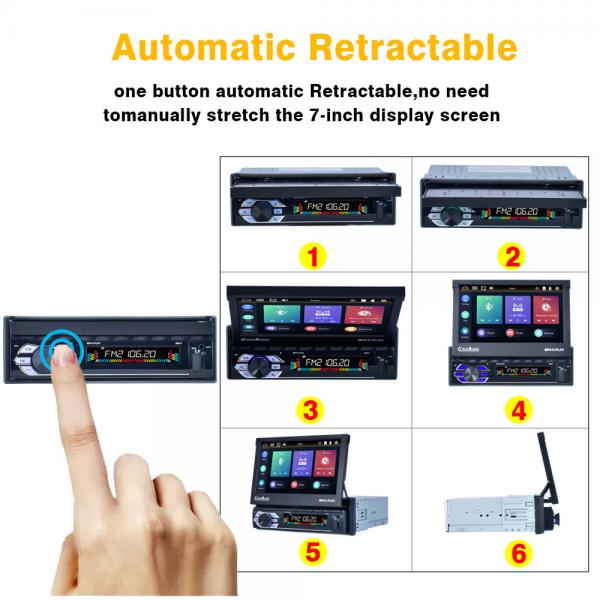 Quality 7Inch HD Retractable Screen Car Stereo 1Din Mp5 Multimedia Player for sale