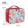 China Travel Cosmetic Bag With Zipper Floral Compartment Red Portable Makeup Bag factory
