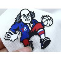 China Custom Silicone Labels Cartoon Garment Patches Old Man Playing Basketball Pattern factory