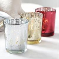 China Christmas Tea Light Mercury Glass Votive Candle Holders 82ml Customized Color factory