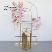 China Factory wholesale luxury wedding furniture golden stainless steel arch panel steel door for event stage Backdrop factory