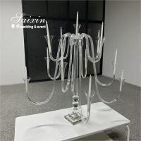 China Luxe Wedding centerpiece Crystal Glass Large Branch Candle Stands For Table Decoration factory