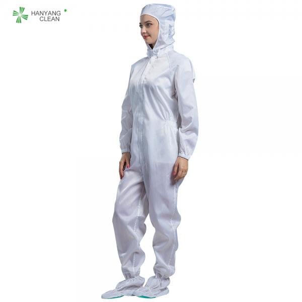Quality Anti Static ESD Reusable Sterile Clean Room Coveralls With Hood Boots Conductive Fiber for sale