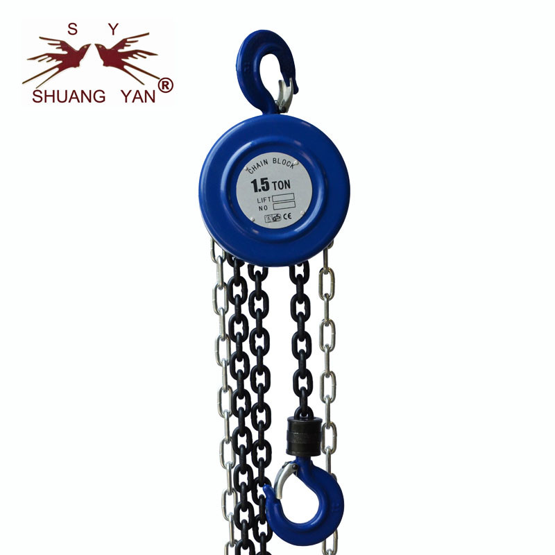 China Outdoor Manual Hoist Chain Pulley Block 1.5T 3M Beautiful Sleek Design factory
