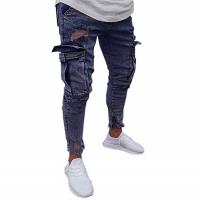 China Clothing High Quality Denim Cargo Pants Men Latest Design Denim Jeans Pants factory