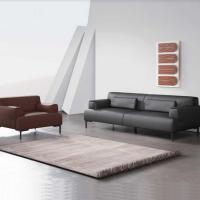 China ISO Sponge Material Office Furniture Sofa Black Color Leather Sofa Set factory