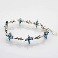 China 925 Silver Jewellery Quatrefoil Blue Topaz Cubic Zircon Tennis Bracelet (B04BLUE) factory