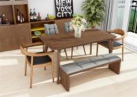 China Classic Leather 6 Chairs Contemporary Walnut Dining Table Set , Kitchen Walnut Wood Dining Table factory