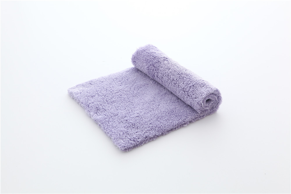 China 20x40cm purple color microfiber microfibre plush coral fleece towel factory