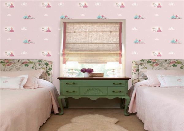 Romantic Pink Modern Kids Bedroom Wallpaper Non Pasted Eco