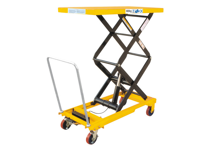 China Steel Foot Pump Hydraulic Lift Table , Durable Movable Double Scissor Lift for sale
