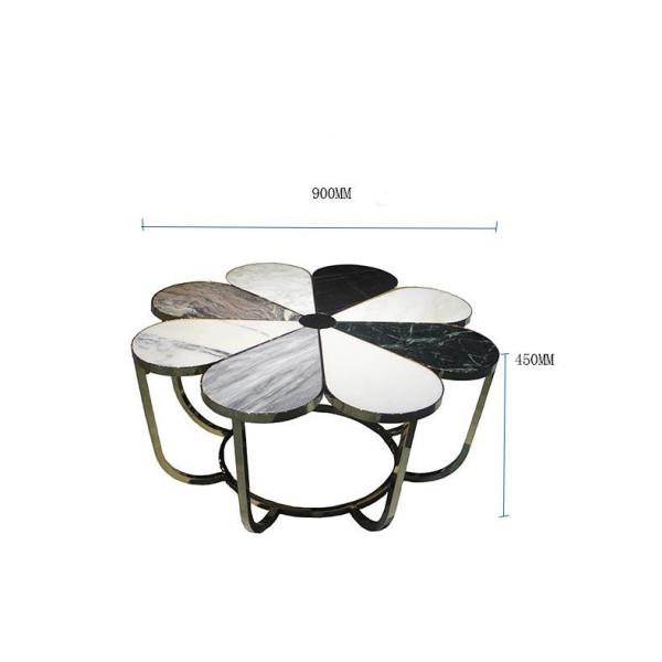 Quality Nordic Flower Shape Hotel Lobby Furniture Metal Leisure Marble Tea Table for sale