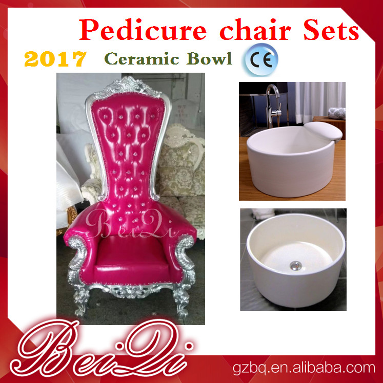 China 2017 hot sale king throne pedicure chair with round pedicure bowl , Pink spa pedicure chairs for sale for sale