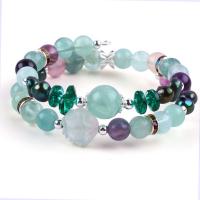 China Custom DIY Fluorite Crystal With Fluorite Rose Flower Carving 8MM Round Bead Adjustable Bangle factory