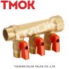 China Sand Blasting Brass Color Body 3/4 Inch Three Way Manifold Valve For Water Distributor factory