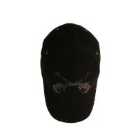 Quality OEM ODM Fashion Rhinestone Baseball Cap , Black Constructed Baseball Hat Metal for sale