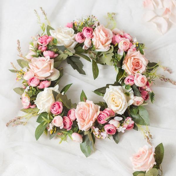 Quality ODM Artificial Bridal Bouquet Rose And Eucalyptus Wreath for sale