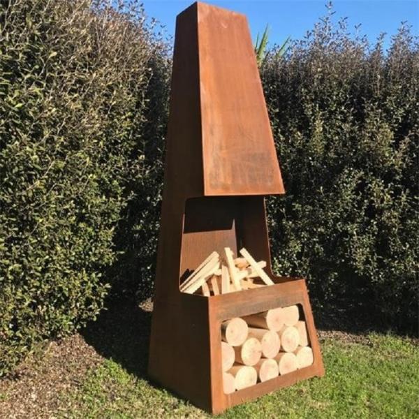 Quality Contemporary Designed Outdoor Fireplace Large Corten Steel Chiminea for sale