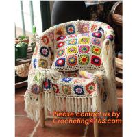 China Handmade crochet hook Daisy striped blanket, Cashmere knitted blanket, sofa Weave blanket factory