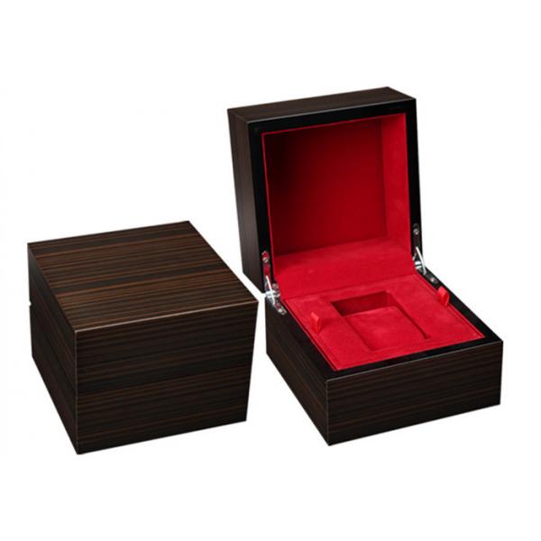 Quality Handmade Mens Watch Display Case , Square Red Color Velvet Wooden Watch Case for sale
