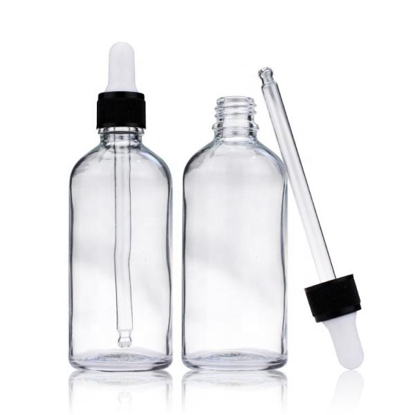 Quality Customized 100ml Essential Oil Bottle 3.4 Oz Clear Glass Dropper Bottles for sale
