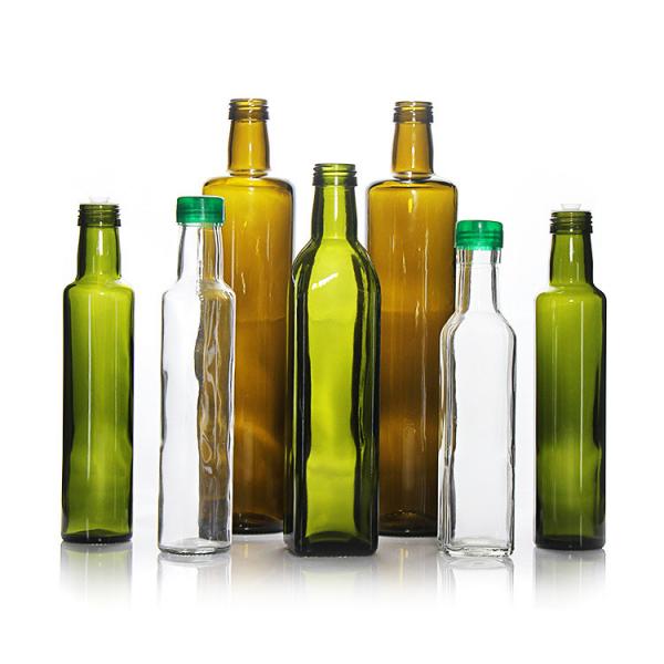 Quality Empty Marasca Glass Oil Bottle 100ml 750ml Transparent Green for sale