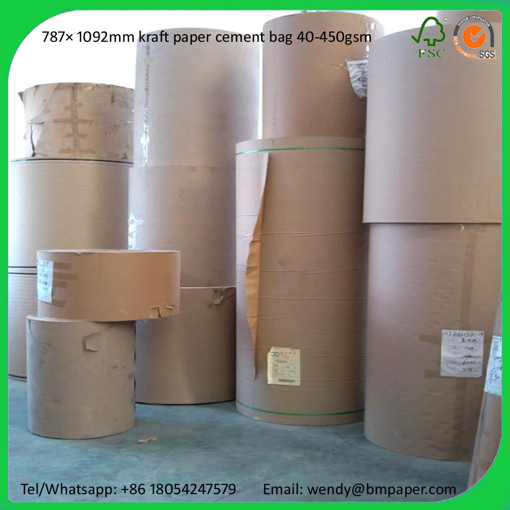 China BMPAPER Kraft Liner Test Liner Fluting Paper in Stock lot Paper for cement bags factory