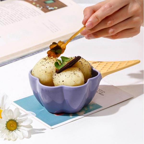 Quality Creative Ceramic Dessert Bowls Ice Cream Shape For Snacks Breakfast for sale