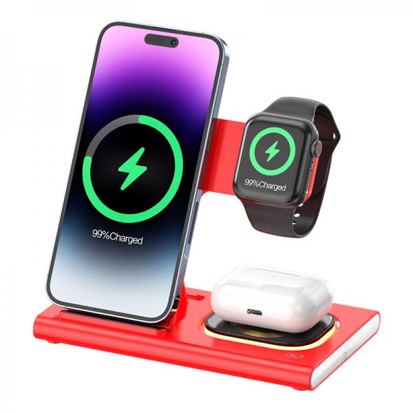 Quality Wireless 3 In One Foldable Charger For Phone Watch Earphone Print Logo for sale