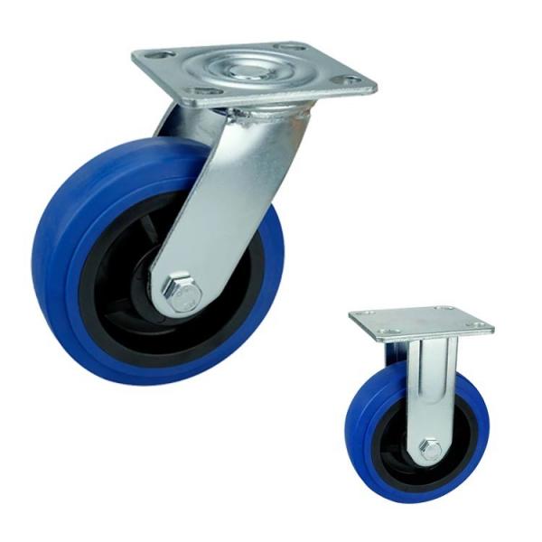 Quality Blue TPR 6inch Heavy Duty Casters With Flat Tread For Office Buildings for sale