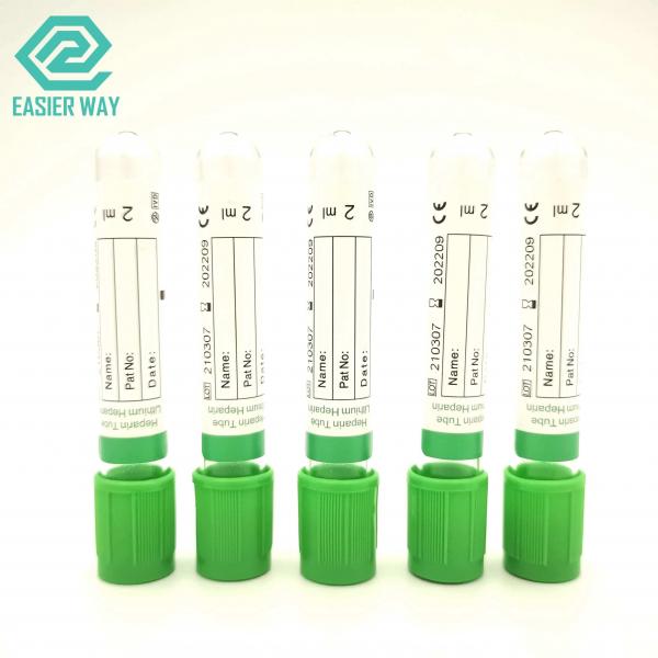 Quality 2 Year Shelf Life Blood Collection Supplies Vacuum Non Toxic Heparin Tube With Green Cap for sale