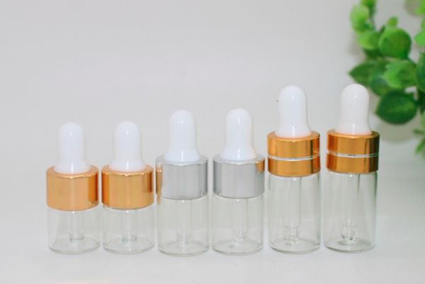 round dropper 1ml cosmetic glass bottles with glass pipette for