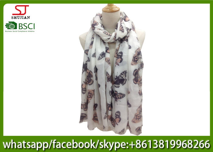 China China manufactuer buttlefly print scarf 100% Acrylic 82*200cm shawl  hijab online wholesale exporter factory