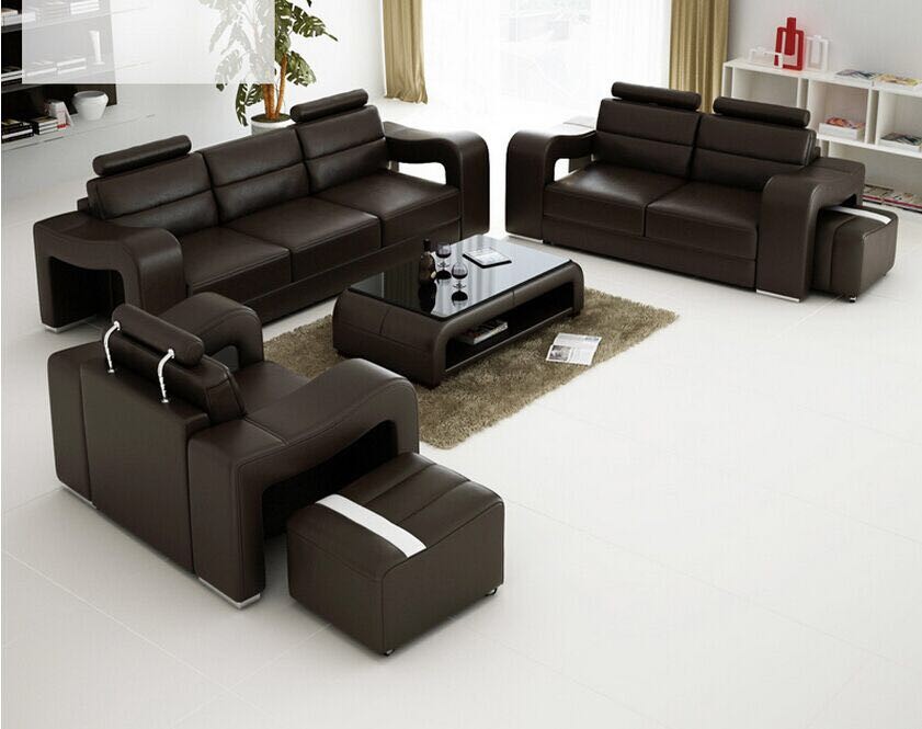 China brown color PU leather modern sofa  FA021 factory