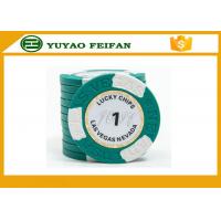 China Clay Two Block TEXAS HOLDEM Clay Poker Chips With Paper Stickers / Engraved Words factory