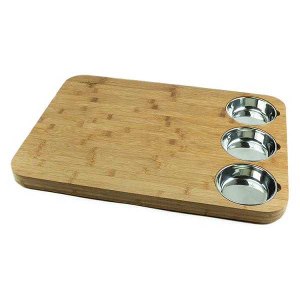Quality Kitchen Moso Bamboo Butcher Block With Stainless Steel Bowls OEM for sale