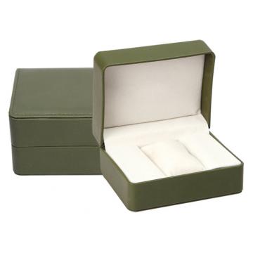 Quality High End Green Leather Single Watch Box Embossing Logo Craft Custom Size for sale