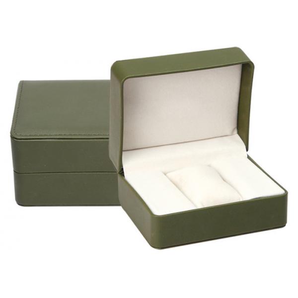 Quality High End Green Leather Single Watch Box Embossing Logo Craft Custom Size for sale