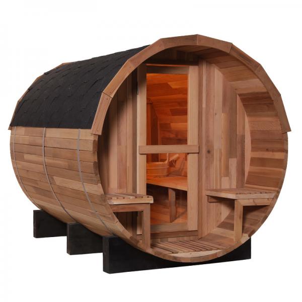 Quality Traditional Canadian Red Cedar Solid Wood Barrel Sauna Rooms Outdoor Wet Steam for sale