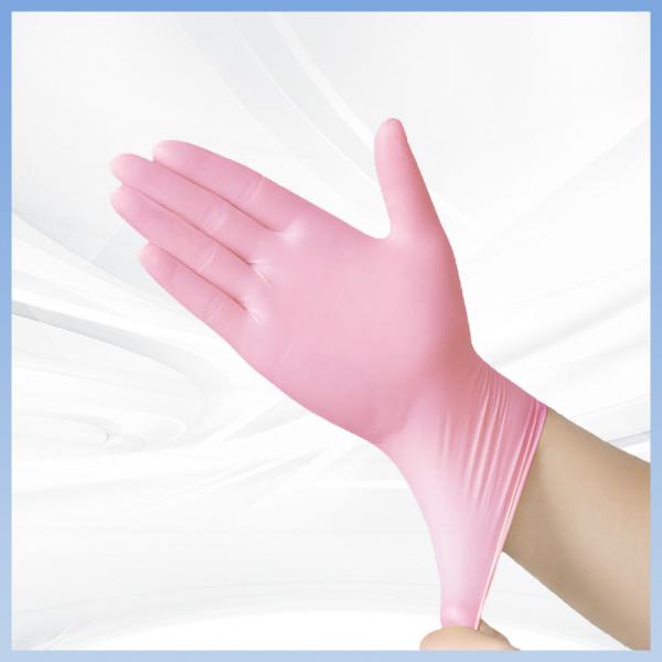 Quality Pink Flexible Disposable Nitrile Gloves Industrial Household Powder Free Nitrile for sale