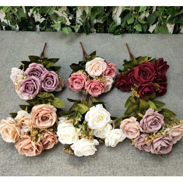Quality 11 Heads Silk Artificial Rose Flowers For Hom Decoration for sale