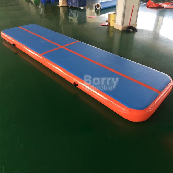 Quality Blow Up Cheerleading Gym 4m Inflatable Air Track Mattress Blue And Orange Color for sale