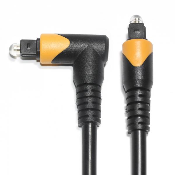 Quality Factory Outlet Toslink Optical Fiber Audio Cable Male Black Yellow PVC 90° Square Interface 0.6M for sale