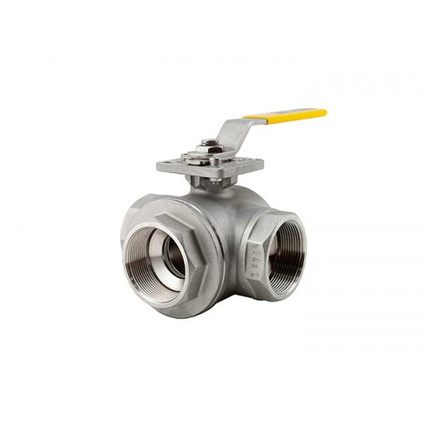 Quality DN40 3 Way Stainless Ball Valve 5-8F 316L Body PTFE Seats NPT Or Tri Clover Clamp Ends for sale