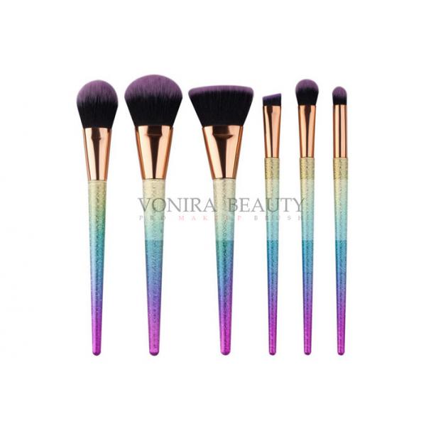 Quality 6PCS Glistening Look Synthetic Makeup Brushes Gradual Color Handle for sale